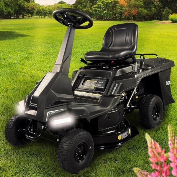 BRAST Benzin Rasentraktor Aufsitzmäher | 5,15kW(7PS) | Elektrostart | XXL Schnittbreite 61cm | TÜV geprüft | Variable Geschwindigkeit | 150L Fangkorb | für mittlere bis große Rasenflächen