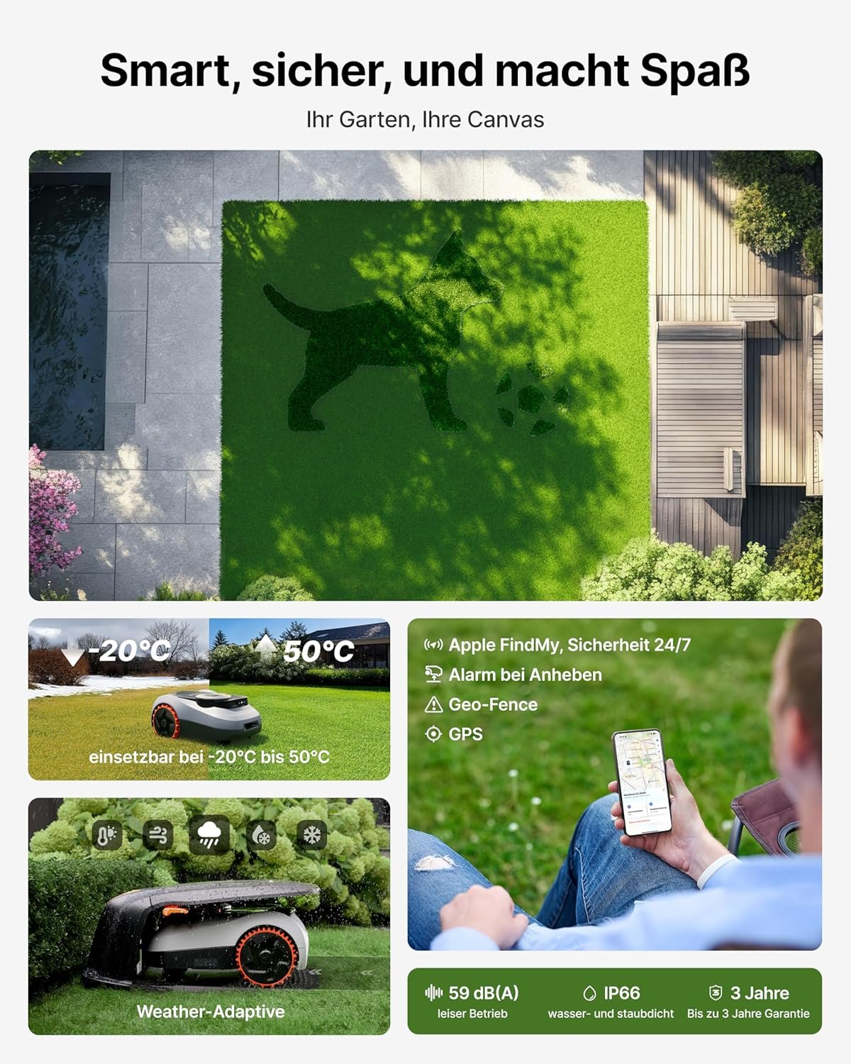 segway navimow i208 lidar mähroboter ohne begrenzungskabel für 800 m², geländereifen für hänge bis 45% neigung, lidar und vision dual system, automatisches ein tipp kartieren, ohne drähte oder antenne Segway Navimow i208 LiDAR Mähroboter ohne Begrenzungskabel für 800 m², Geländereifen für Hänge bis 45% Neigung, LiDAR und Vision Dual System, Automatisches EIN-TIPP-Kartieren, Ohne Drähte oder Antenne